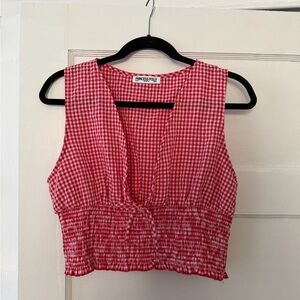 Princess Polly Red Checkered Crop Top